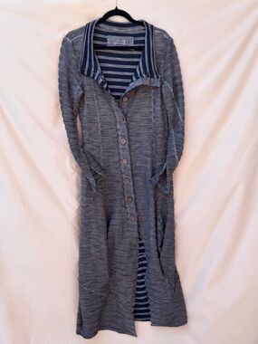 Luukaa‎ Crinkled Long Duster Cardigan Lagenlook